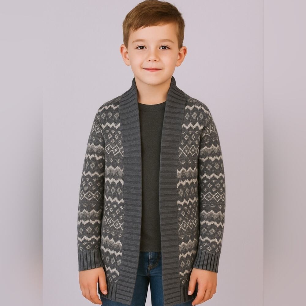 Old Navy Children’s Fair Isle Knit Cardigan – Cozy Winter Gray sz 8